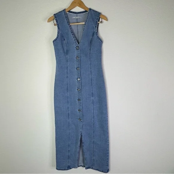 Abercrombie & Fitch Mara Denim Dress V-Neck Tall - Picture 2 of 11
